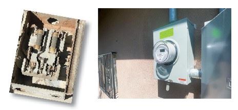 Photo showing electrical box before and after replacement