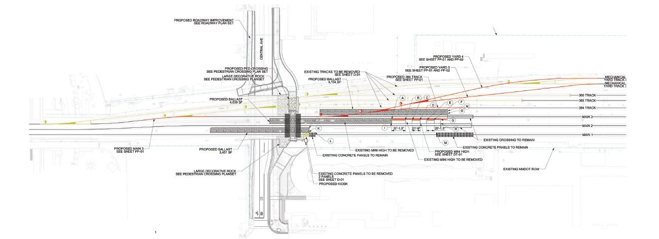 Planning Diagram of the at-grade pedestrian crossing in Downtown Albuquerque